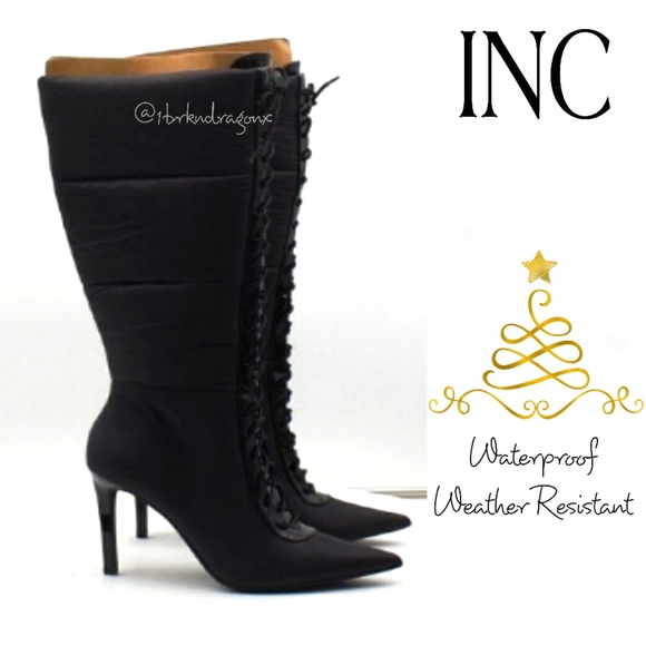 NIB INC Schutz Meredith Knee High Watetproof  Boots Puffer Lace up Stilletos NWT - Picture 13 of 16